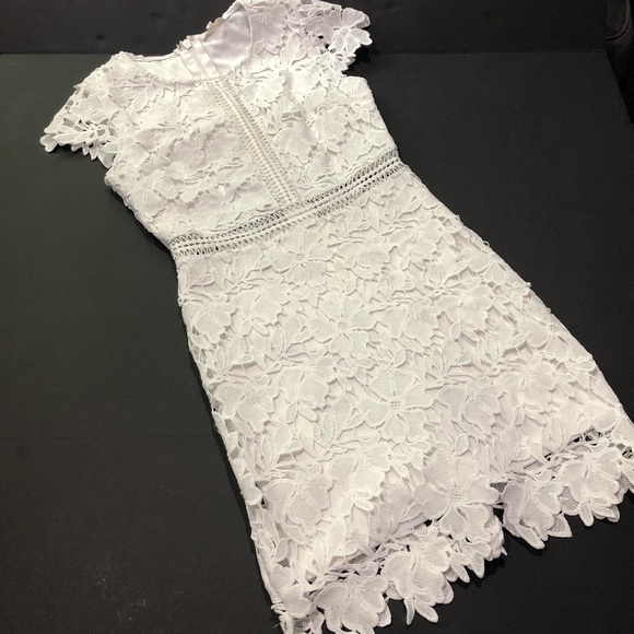 Main Strip White Lace Dress - Picture 2 of 16